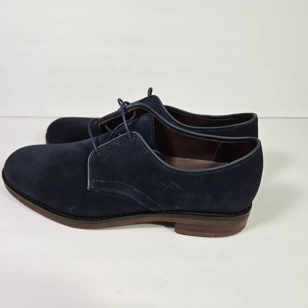 NEW Allen Edmonds Mens 9.5 D NOMAD Buck Suede Derby Plain Toe Navy Blue